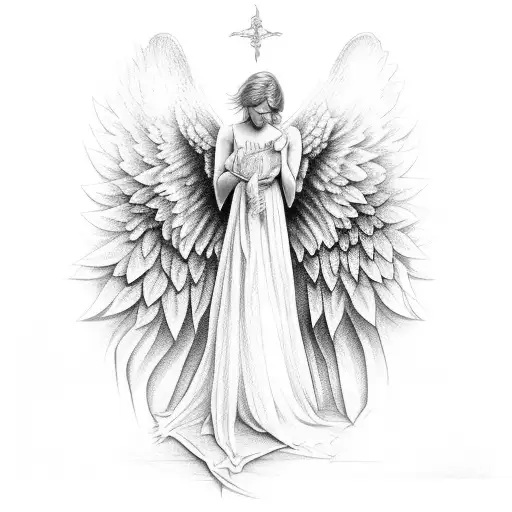 Angel Mit A Bow Facing Down