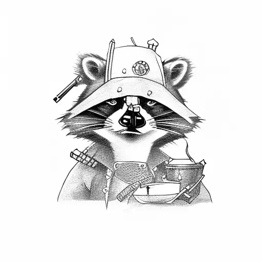 Raccoon Pirate Smoking A Piperaccoon Pirate Smoking A Pipe