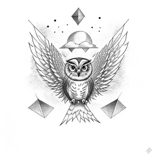 A Small Owl Flying Rightward In The Night Sky