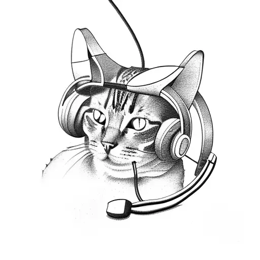 A Cat Sitting On A Palm Tree With A Music Headset On