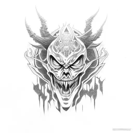 Demon Face In Metalcore Style