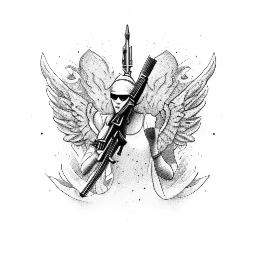 Guardian Angel On Horseback Shooting Ak47