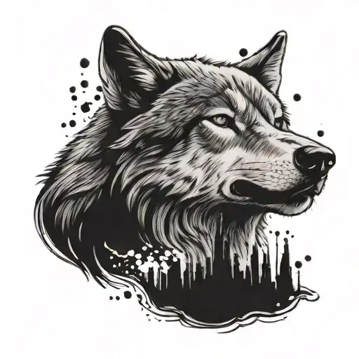 Create A Tattoo Featuring A Grey Wolf Howling In A Heavy Metal Concert Setting