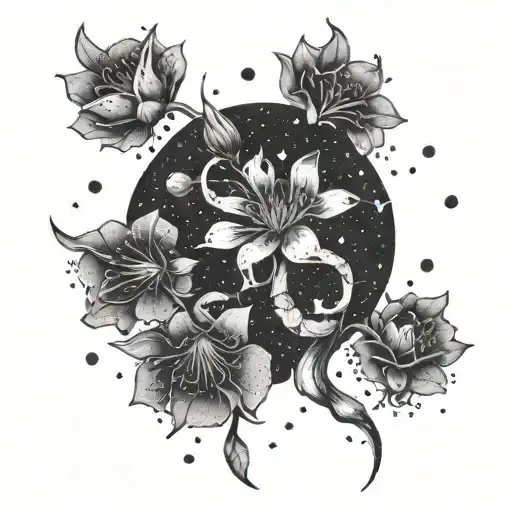 Constellation Of Scorpio Surrounded By Flowers