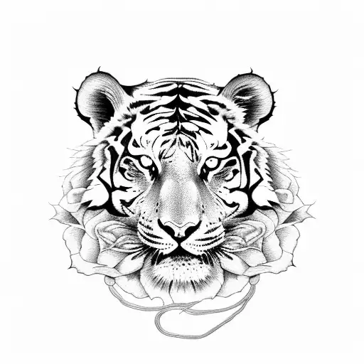 String Tiger With Roses