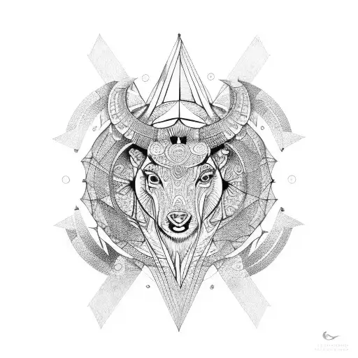 Mandala Geometric Capricorn Head