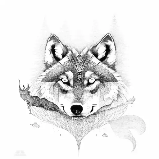 Latvian Tape With Wolf And Tree