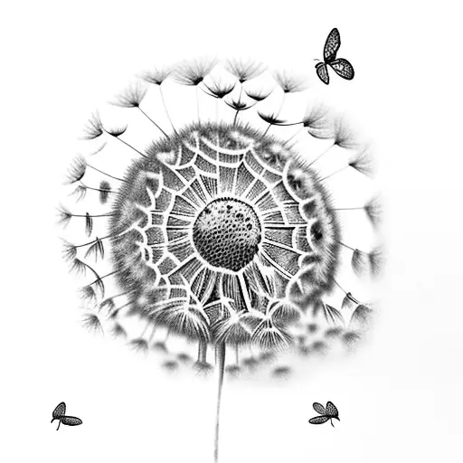 Dandelion With Butterflies