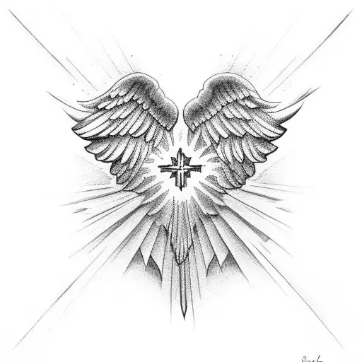 Christian Cross With Wings On The Side