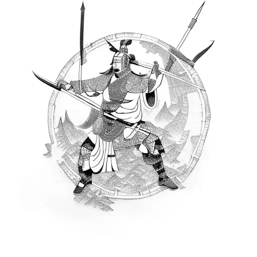 Ancient Chinese Warrior Hunting In A Bamboo Forest