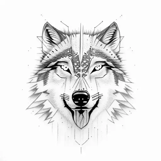 Face With Half Wolf Half Pocahontas