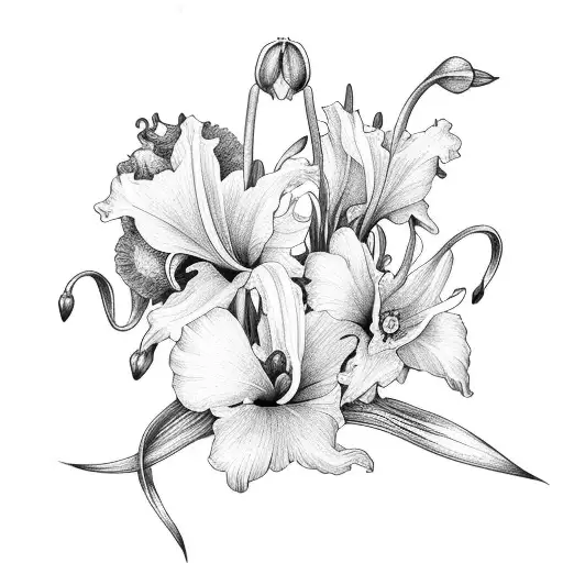 Lily Of The Valley Daffodils Gladiolus And Poppy Morning Glory And Aster Bouquet