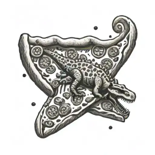 Pizza Slices Transforming Into Dinosaur Footprints