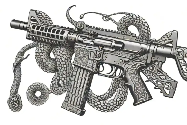 American Ar 15 Rifle With Rattle Snake Wrapping Ot Around