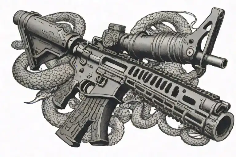 American Ar 15 Rifle With Rattle Snake Wrapping Ot Around