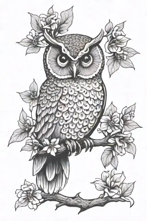 Owl And Flowers