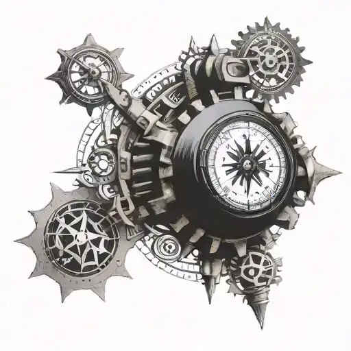 An Intricate Chessboard Pattern Intertwined With Motorcycle Gears And Travel Compass Rose