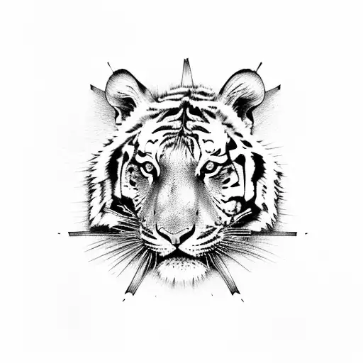 A Majestic Tiger Pouncing On Its Prey