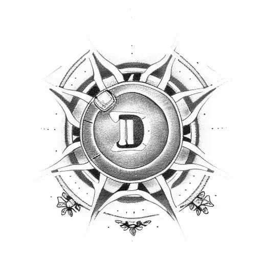 A Detailed Dotwork Tattoo Of A Bicycle Wheel With The Word 'Dad' Incorporated Into The Spokes