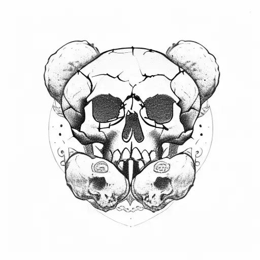Skull Above Small Teddy Bear