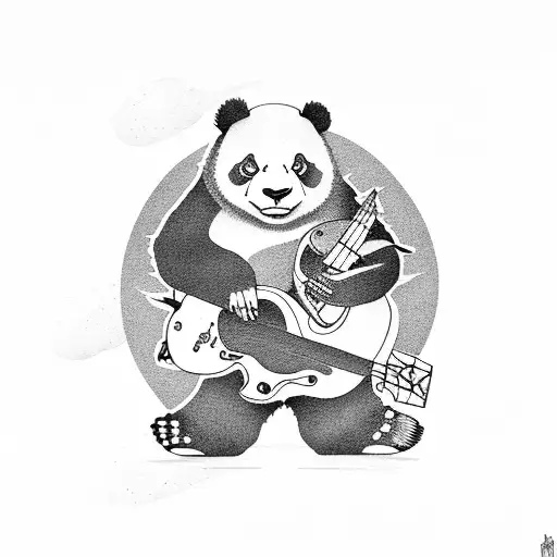 A Panda Playing A Bass Guitar