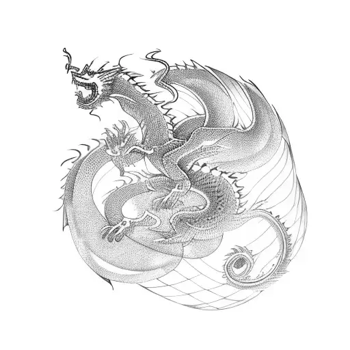 Abstract Representation Of Sound Waves Forming A Dragon