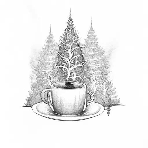 Coffee Cup With Tree Roots