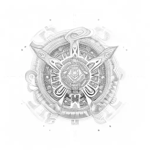 Chicano Script With A Blackwork Steering Wheel