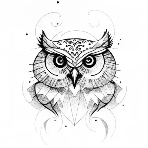 Linework Owl Tattoo On Hand