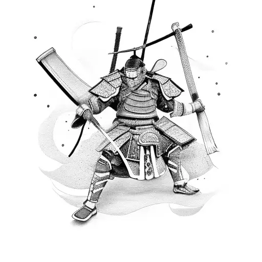 Samurai Warrior With Gym Equipment As Armor