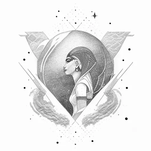 Eygpt Girl Met Alien And Shake Hands Ship In The Sky