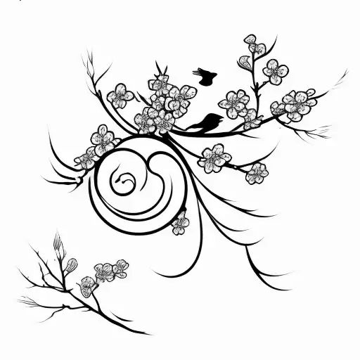 Cherry Blossom With Dove