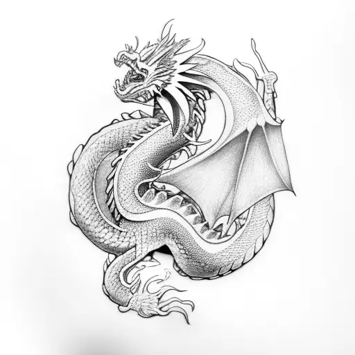 Dragon Around Woman