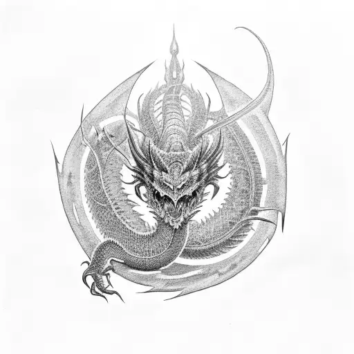 Black And Red Dragon Around The Arm