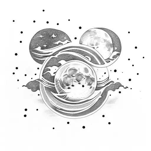 Moon Waves And Stars