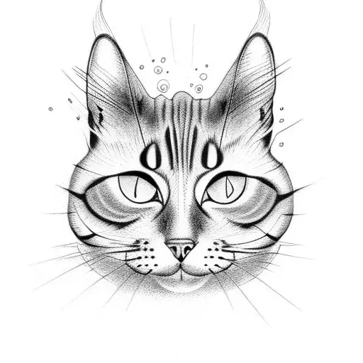 Creepy Cat Silhouette Tattoo Design