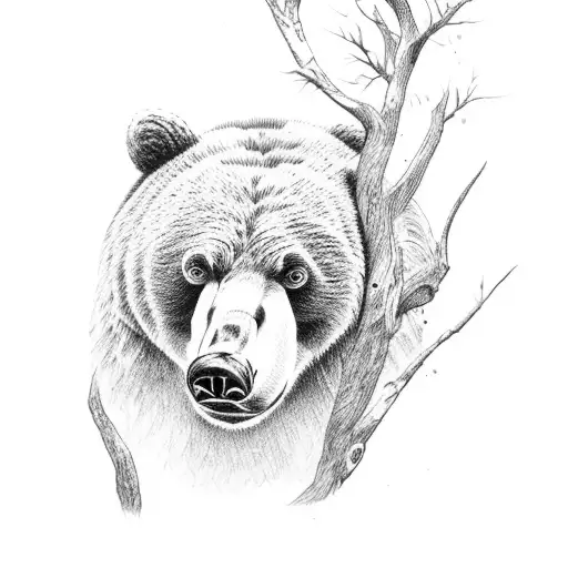 Bear Holding A Peach Branch