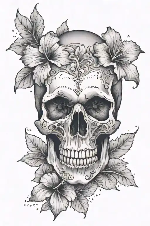 Skull And Hibiscus