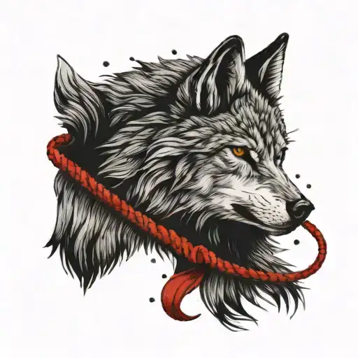 Wolf Bound With Red Rope
