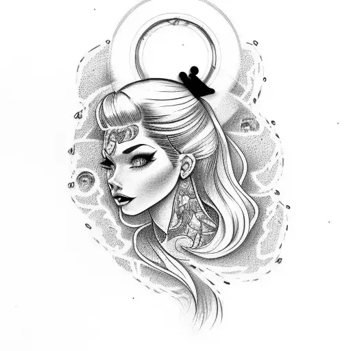 Western Style Pinup Girl Tattoo With Blonde Hair