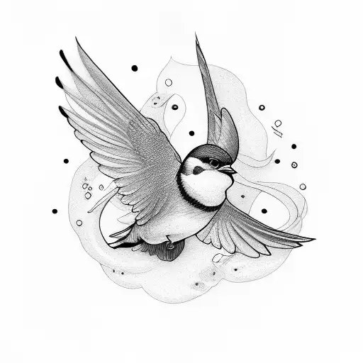 Write Maritza In Cursive With Some Swallow Birds In Black