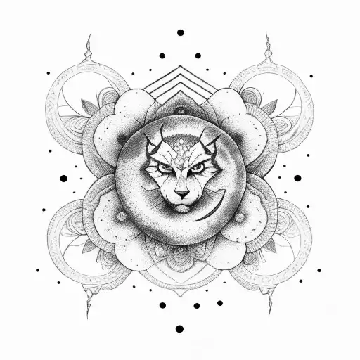 Moon And Violet Flower