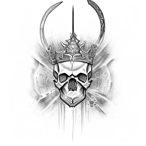 Skull Crown And Knife