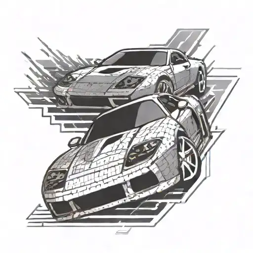 A Sleek Sports Car Speeding Through A Pixelated Racing Game Level