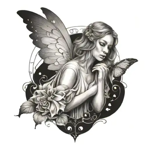 Female Angel With Butterfly Shape Made