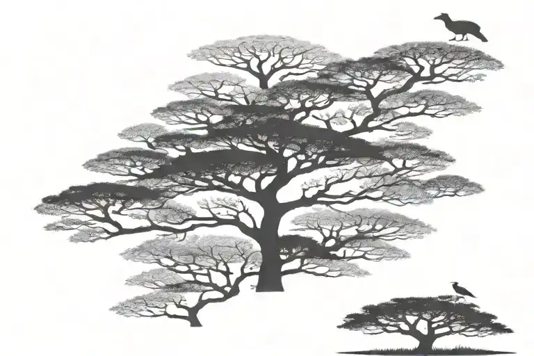 Silhouette Tree With Wild Animals Hidden Within