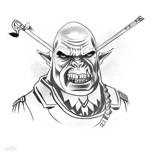 An Orc In A Russian Military Uniform Plays The Violin