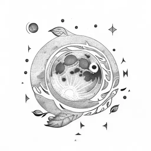 Moon Phases With Leaves Around