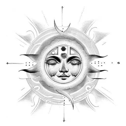 A Psychology-themed Tattoo Incorporating The Sun And Moon Symbols