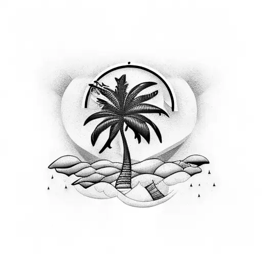 Tribal Tattoo With 868 And Palm Tree To Represent Caribbean